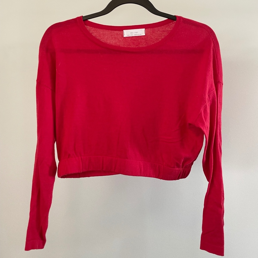 Oak + Fort Red Cropped Knit Longsleeve